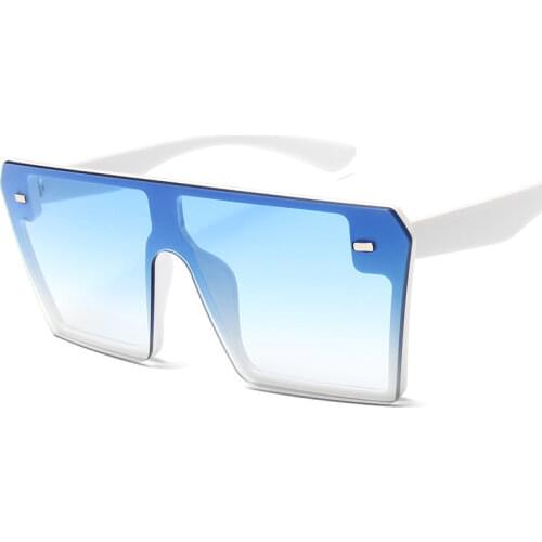 Oversized Square Sunglasses Women 2019 Luxury Brand Fashion Flat Top Red Black Clear Lens One Piece Men Gafas Shade Mirror UV400