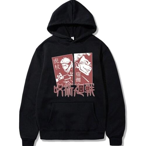 Japanese Anime Jujutsu Kaisen Hoodies Men Graphic Sweatshirt Streetwear Sudadera Hombre Hip Hop Black Hoodie