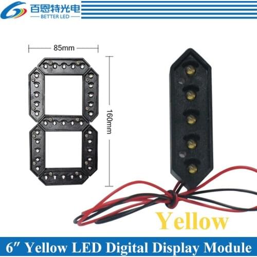 10pcs/lot 6" Yellow Color Outdoor 7 Seven Segment LED Digital Number Module for Gas Price LED Display module