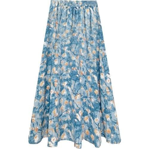 Oil Painting Floral Half-length Skirt Long Skirt 2021 Summer New Style Korean Version Loose Wild Thin A-line Big Skirt Female