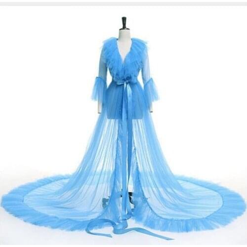 Womens Fashion Medieval Vintage Semitransparent Bridal Gowns Feather Wedding Robe Tulle Fantasy Furry Edge Fairy Outwear Dress