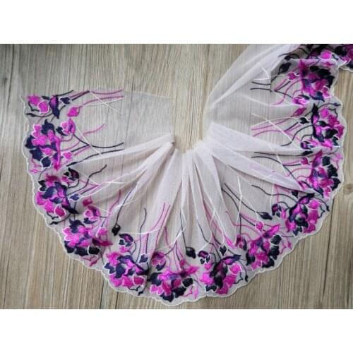1 Yard Width 22cm Embroidered Mesh Lace Fabric Garment Lace Applique Trim Ribbon DIY Clothing Dress Sewing Accessories