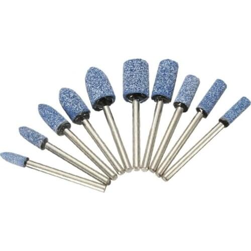 10Pcs 1/8'' Shank Polishing Head Wheel Abrasive Mounted Stone Wood Metal Grinding Pads For Dremels Rotary Power Tools