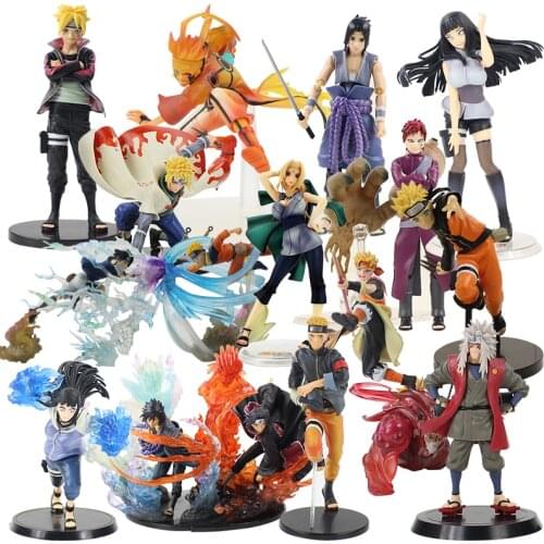 14-23cm Naruto Shippuden Uzumaki Sasuke Tsunade Hinata Gaara Uchiha Itachi Ninja Jiraiya Kurama PVC Hot Cartoon Figure Toys