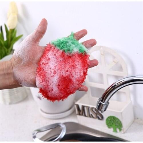 200pcs Dishes Strawberry Fruit Strong Clean Cloth Cotton Washing Dishes Scouring Pad Household Kitchen Tool Cleaning Supplies