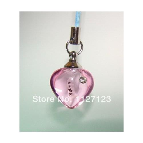 25pcs/lot pink Small heart Rice vials pendants rice vial pendant perfume empty glass bottle glass spray perfume bottl