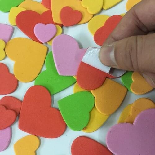 50pcs/lot 3D Colorful Little Hearts Wall Stickers For Kids Girls Rooms Nursery EAV Foam Wall Decals Home Wedding Decor Art Mural