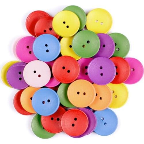 50pcs Mixed Wooden buttons Round Retro Floral Printing Pattern Wood Decorative Button Sewing Button Scrapbook Sewing Accessories