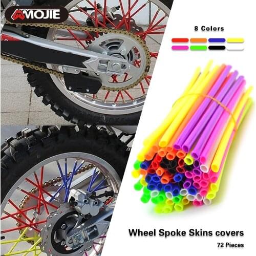 72Pcs Motorcycle Wheel Spoked Protector Wraps Rims Skin Trim Covers Pipe For Universal Motocross Bicycle Bike Cool Accessories