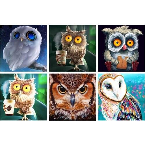 5D Diamond Embroidery Animal Owl Full Set Diamond Mosaic Small Cute Owl Round/Square 5D Diamond Painting Cross Stitch Kits Jq309