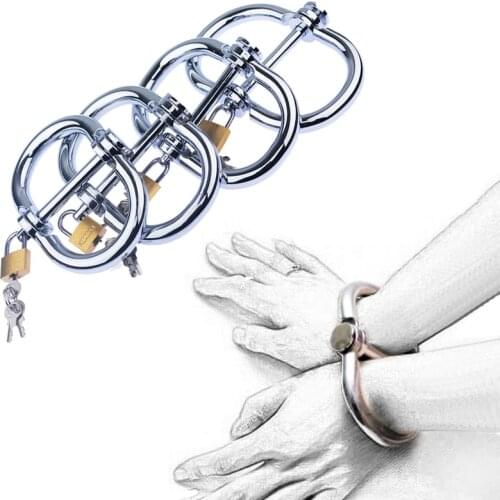 Slave Bondage Metal Handcuffs Adults Games To Wrist Restraints Sexy Costume For Sex Chastity Toys With Lock For Couples Flirting