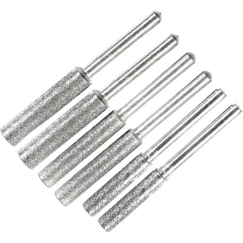 5PCS/Lot Diamond Coated Cylindrical Burr 4/4.8/5.5mm Chainsaw Sharpener Stone File Chain Saw Sharpening Carving Grinding Tools