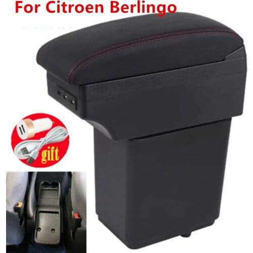 For Citroen Berlingo Armrest Retrofit parts For Peugeot Partner tepee Car Armrest Storage box car accessories Charging with USB