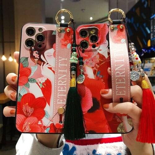 For iphone 11 12 pro max SE 2020 7 8 plus 6 6s plus X Xs max XR Fabulous Case TPU Tassel Wrist Strap Phone Holder Cover Funda