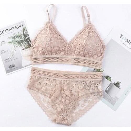 Womens Underwear Set Sexy Lace Lingerie Panty Set Set Push-up Bra Panty Bra Sets Free Cup Wire And Triangle Lingeries O5A6