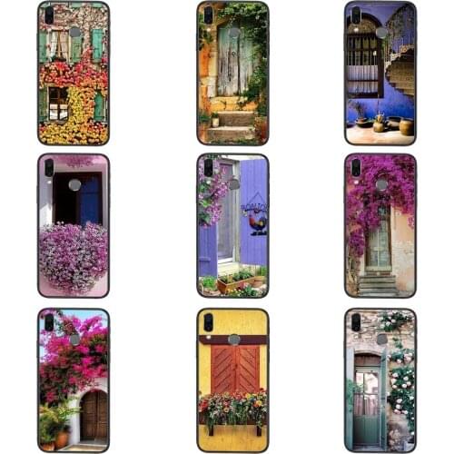 House With Flowers At Windows Gift Retro For Huawei Nova 8 se pro y5 y9 Mate 20 30 10 40 Lite Pro plus Black Shell Painting