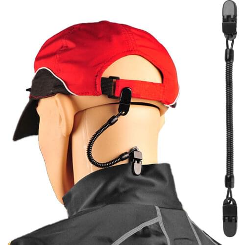5Pcs Fishing Cap Retainer Hat Leash Windy Clip Holder Black PVC Cord Strap Windproof Clips Fishing Apparel Keeper Holder