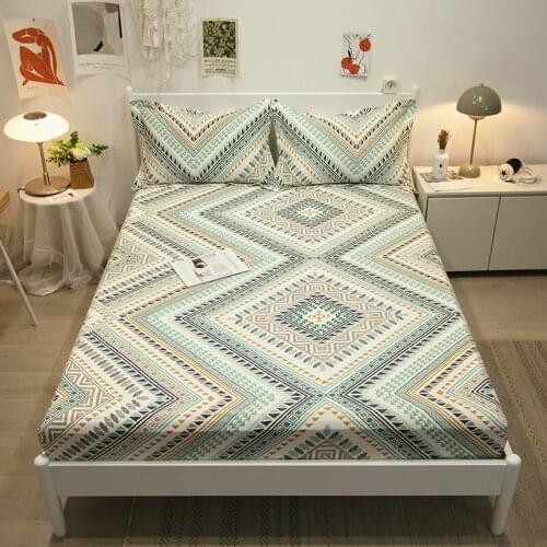 100% cotton Pure Cotton Colorful Flower Pattern Fitted Bedsheet Set Mattress Cover The suite Cover