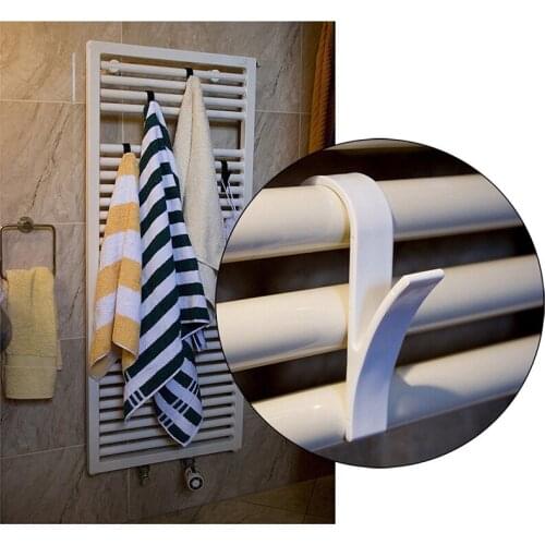 Towel Hooks Hanger for Heated Towel Radiator Rail Bathroom Hook Holder Clothes Hanger Percha Plegable Scarf Hanger White