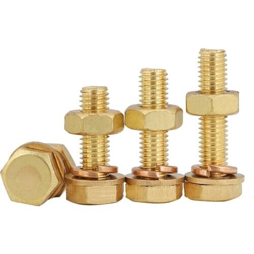Brass screw all copper nut set outer bolt flat pad spring combination M4m5m6m8m10
