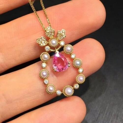 Personality Retro big Natural pink sapphire gem Brooch S925 silver Natural gemstone Pendant women girl party gift fine jewelry
