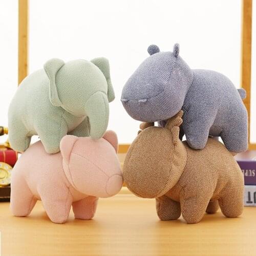 Cute Kawaii Animal Elephant Hippo Deer Pig Plush Toy Pillow Accompanied by Children Cartoon Doll Birthday Christmas Gift