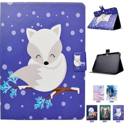 Fashion PU Leather Painted Case For Samsung Galaxy Tab3 tab 3 10.1" P5200 P5210 Case Cover Funda Stand Elephant Fox Owl