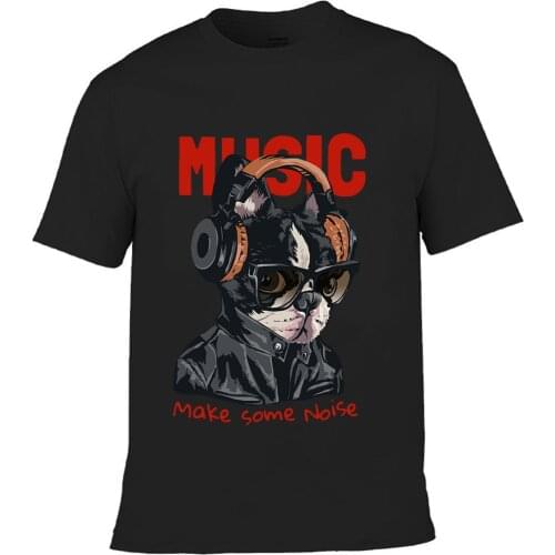 Pure Cotton Top T-shirt Male Cool Handsome Dog Loose Short-sleeved Printing Mens T-shirt Top Round Neck Oversized T-shirt S-3xl