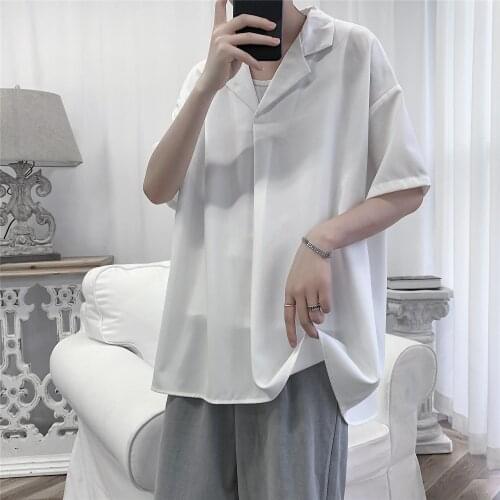 Fashion 2021 Spring Summer Short Sleeve Loose Shirts for Men Clothing Simple Pullover Style Casual Camisa Masculina Plus Size