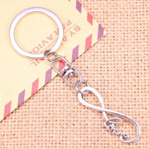 20pcs New Fashion Keychain 39x15mm infinity love connector Pendants DIY Men Jewelry Car Key Chain Ring Holder Souvenir For Gift