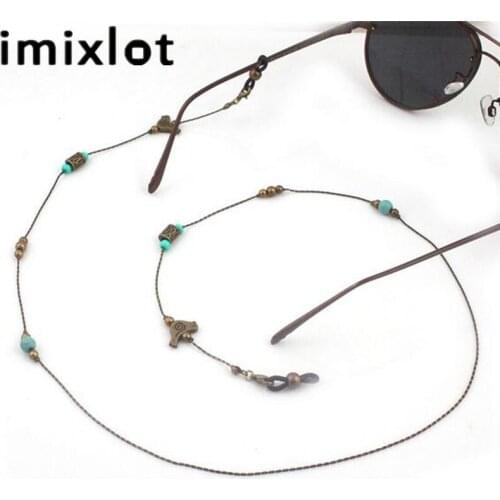 Imixlot Retro Cute Metal Birds Link Chain Charm Beaded Eyeglasses Chain for Unisex Reading Glasses Cord Holders Neck Strap