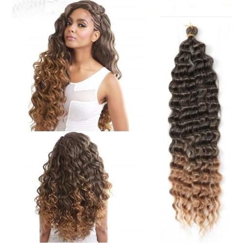 Ombre Braiding Hair Extensions 20 Inch Deep Wave Hair Natural Black Brown Bug Synthetic Crochet Braids 80g/Pack