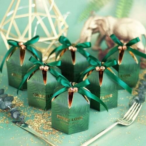"GreenCandy Box with Ribbon Chocolate Gift Boxes SouvenirsBaby Shower Favors Boxes for Guests Wedding Favors and Gifts Birthday"