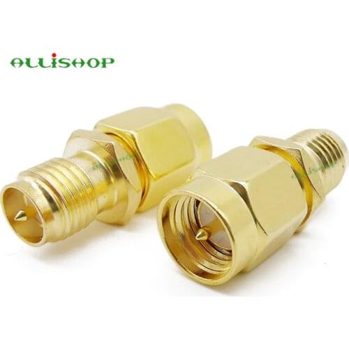 SMA Connector RF SMA Straight Goldplated SMA Male to RP-SMA Female Jack RF Coax Adapter Convertor for FPV Drone Wi-Fi Antenna