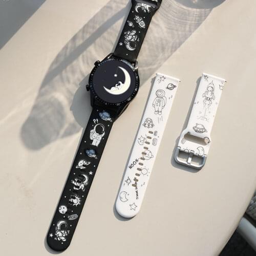 20mm 22mm Printing Silicone Band for Samsung Galaxy Watch 3 strap Active 2 Gear S2 Bracelet Strap Correa for Huami Amazfit bip