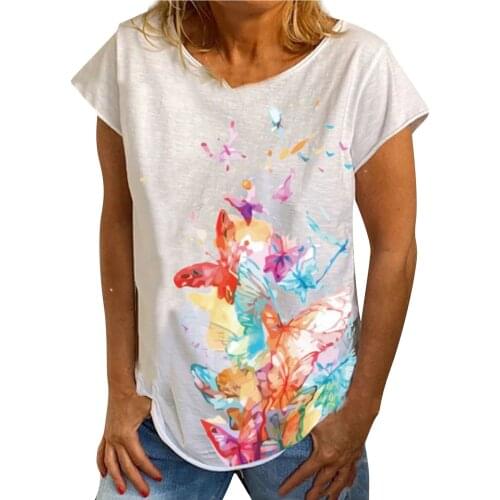 S-3xl Plus Size Shirt Ladies Clothing Fashion Womens Summer Printed Tops Short Sleeve Round-neck T-shirt Casual Tee Tops Туника