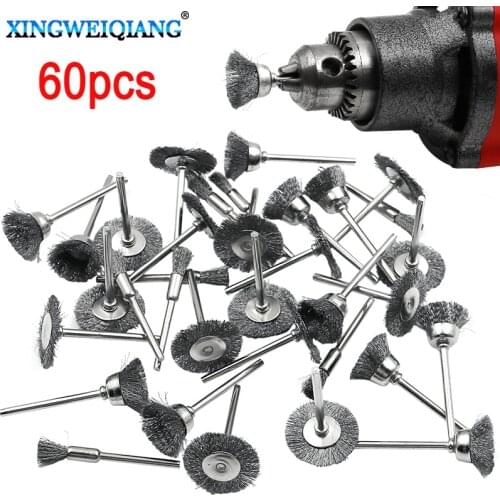 60ocs Per Pack Electric Grinding Wire Brush Steel Rotary Brush Wire Wheel Brush Grinder Rotary Tool