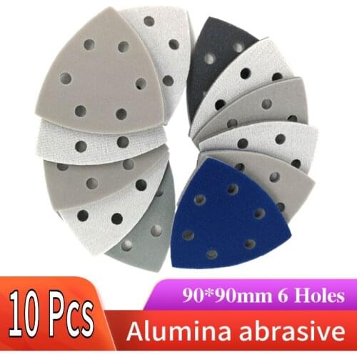 90*90*90MM Triangle 6-Hole Flocking Sponge Sanding Disc Sandpaper 300-3000 Grit Abrasive Tools for Polishing Grinding