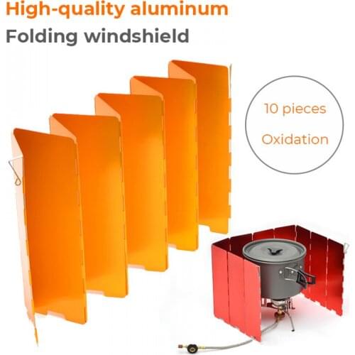 8/10 Plates Oxidized Camping Gas Stove Shield Aluminum Alloy Burner Windproof Screen Shield with Plastic Box windshield picnic