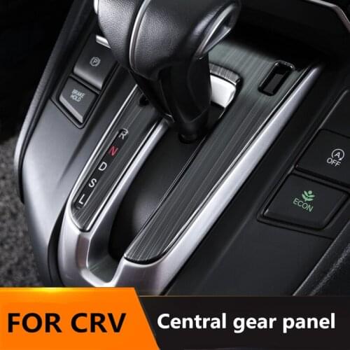 Interior Drawing Black Central Gear Panel Stainless Steel Trim 1pcs for Honda CRV LHD 2017 2018 2019