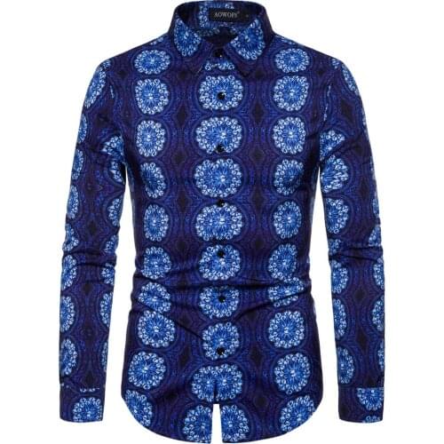 YS059 New Fashion Spring & Autumn Clothing Printing Leisure Men Shirt Long Sleeve