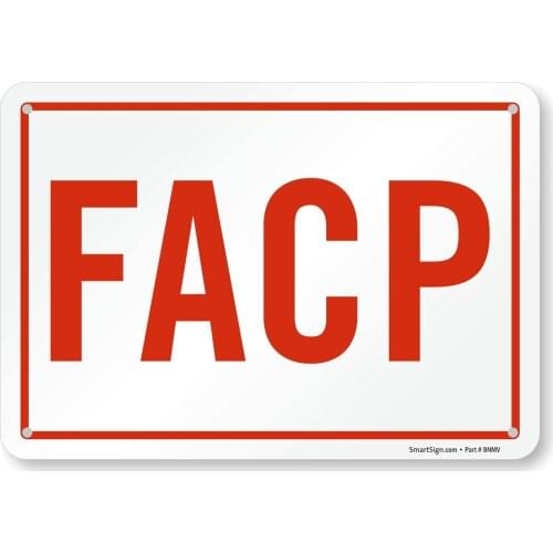S9296AL10 "FACP" Sign | 7" x8" Aluminum Red on White