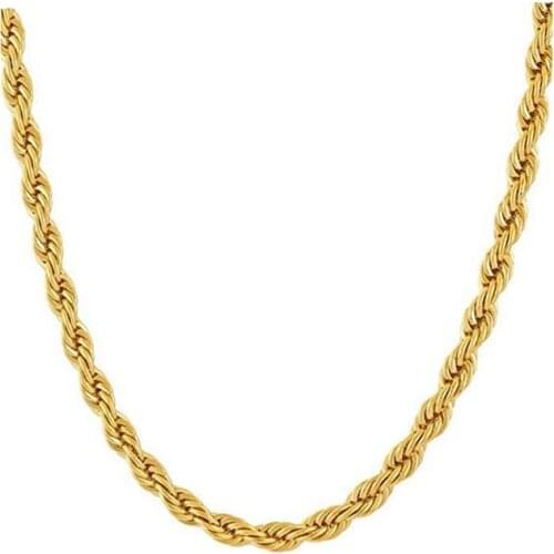 1 piece Gold Rope Chain Necklace Stainless Steel Necklace Choker Twist Chain for Men and Women Thickness 2mm/4mm/6mm