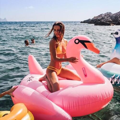 1.9m 75inch Huge Pink Inflatable Flamingo Pool Float Ride-On Swimming Ring Air Mattress Lounger For Kids Adult Summer Party Toys