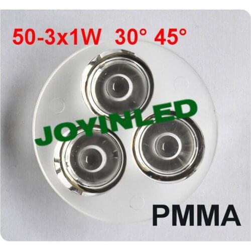 10pcs 3x1W led recessed ceiling downlight lens dia.50mm PMMA Optical LED Collimator Lenses 30 45 60 90 Degree