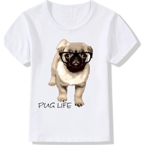 2018 Fashion Children Boy Girl Cool Print Short Sleeve Dog Pug Life Top Tee T-shirt Summer Baby Casual T Shirts Tshirt HKP2333