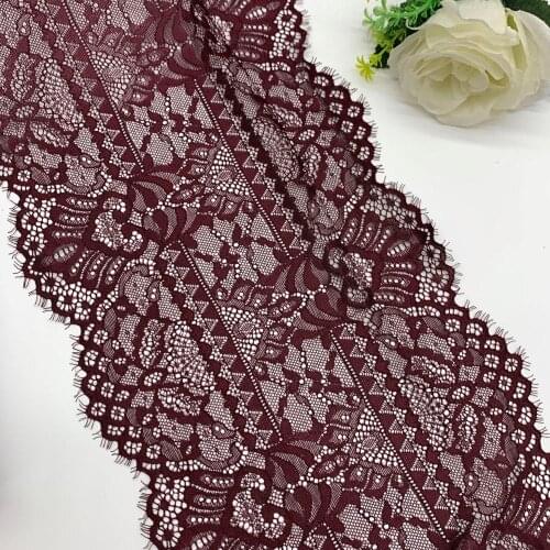 3y/Lot Width 23cm Eyelash Dark Red Lace trim For Fall Clothes Skirt Hem Underwear Sewing Craft DIY Apparel Fabrics Lace Lingerie
