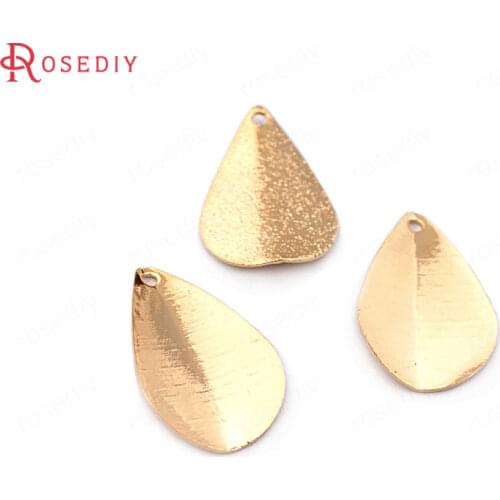 33648)20PCS 20*13MM 24K Gold Color Brass Frosted Drop Shape Charms High Quality Diy Jewelry Findings Accessories
