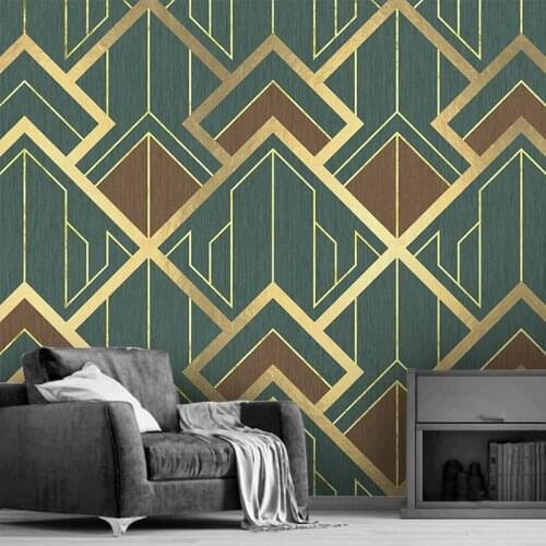 Custom 3D Creative Geometric Pattern Gold Lines Large Mural Modern Hotel Bedroom Living Room Sofa TV Background Photo Wallpaper