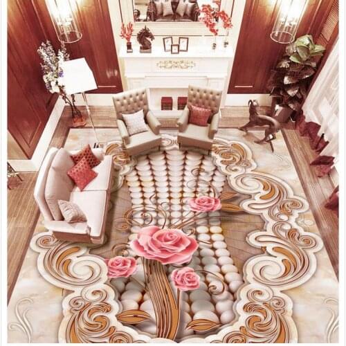 3d wallpaper waterproof European lace marble rose flooring floor 3d wallpaper pvc self-adhesive wallpaper